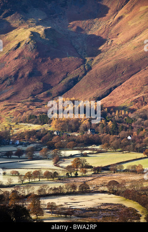 Frostigen Novembermorgen aus Überraschung Ansicht, Derwentwater, Englisch Seen, Cumbria Stockfoto