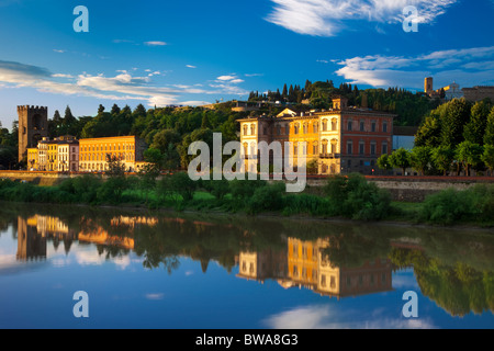 Am frühen Morgen Blick über den Arno in Florenz, Toskana Italien Stockfoto