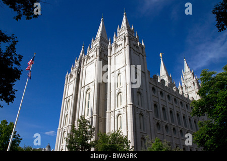 Der Salt-Lake-Tempel befindet sich in Salt Lake City, Utah, USA. Stockfoto