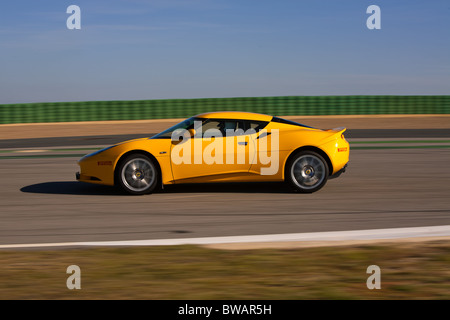 Lotus Evora in Monteblanco Trackday in Spanien. Organisiert von Lotus Cars, UK Pirelli-Reifen, Autostraße laufen. Stockfoto