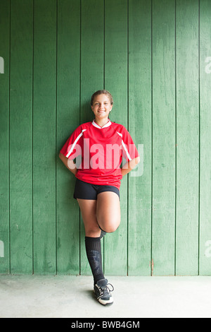 Porträt eines Mädchens Fußballspielers Stockfoto