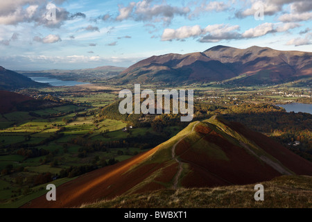 Blick vom Gipfel der Katze Glocken, Nationalpark Lake District, Cumbria, England Stockfoto