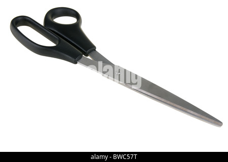 Paar schwarze Schneider Schere isoliert auf weiss Stockfoto
