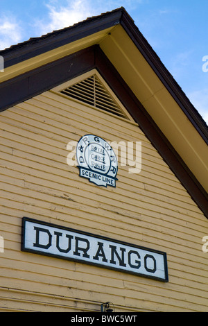 Der Durango and Silverton Narrow Gauge Railroad Depot befindet sich in Durango, Colorado, USA. Stockfoto