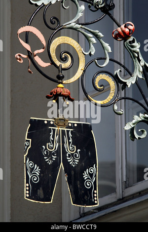 Jahn-Markl Lederhosen Shop anmelden, Salzburg, Österreich Stockfoto