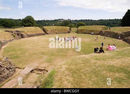 Caerleon Amphitheater auf dem Gelände der römischen Festung von Isca, Stockfoto