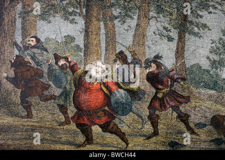 Heinrich Prinz von Wales spricht König Henry IV Teil i, Akt IV, Szene II, von William Shakespeare. Stockfoto