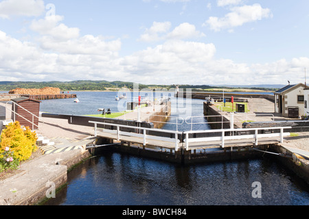 Die Schleusentore am Crinan Canal bei Ardrishaig, südlich von Lochgilphead, Argyll & Bute, Schottland, Großbritannien Stockfoto