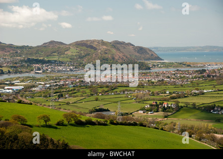 Blick in Richtung des Flusses Conwy North Wales mit der Schnellstraße A55 Stockfoto