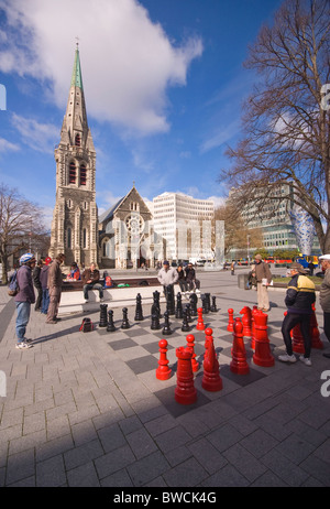 Riesen-Schach in Christchurch City Centre, Neuseeland Stockfoto