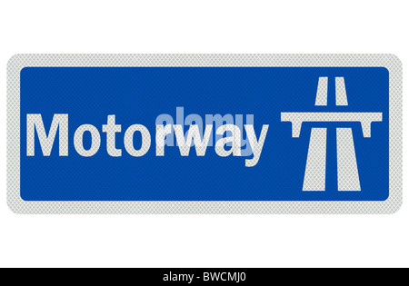 Foto-realistische metallic, reflektierende "Autobahn"-Schild, isoliert auf reinweiß Stockfoto