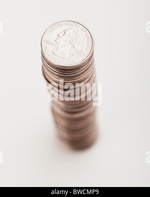 USA, Illinois, Metamora, Studioaufnahme von Stapel von Münzen Stockfoto