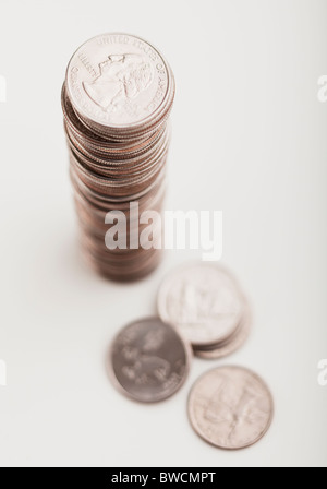 USA, Illinois, Metamora, Studioaufnahme von Stapel von Münzen Stockfoto