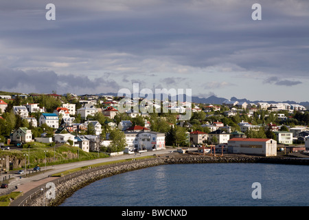 Blick über Hafnarfjordur, größere Fläche, Island Stockfoto