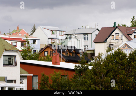 Häuser in Hafnarfjordur, größere Fläche, Island. Stockfoto