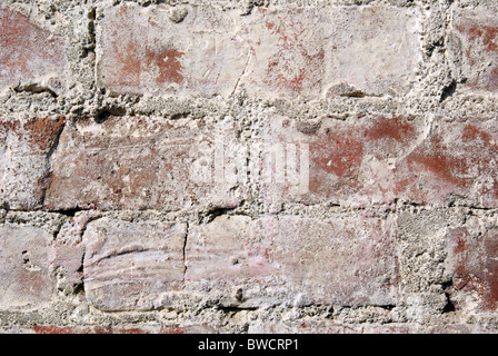 Sehr alte rote Ziegeln Wand schließen sich. Hintergrund. Stockfoto
