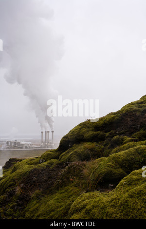 Nesjavellir geothermischen Kraftwerk, Südisland. Es produziert Strom und Pumpen Warmwasser für den Großraum Reykjavík. Stockfoto