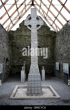 Hohes Kreuz (8. / 9. Jahrhundert), Moone, County Kildare, Irland Stockfoto