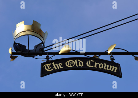 Old Crown Pub Schild, Digbeth, Birmingham, England, UK Stockfoto