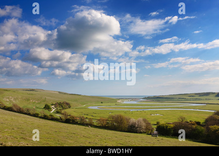 Mäander des Flusses Cuckmere; East Sussex; England; Great Britain Stockfoto