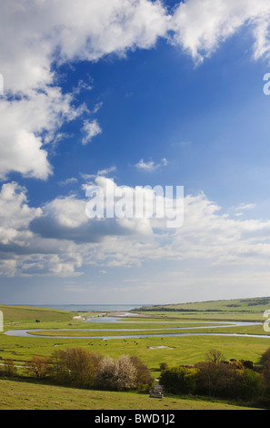 Mäander des Flusses Cuckmere; East Sussex; England; Great Britain Stockfoto