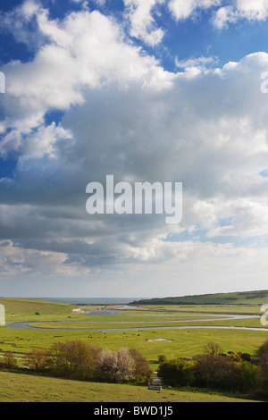 Mäander des Flusses Cuckmere; East Sussex; England; Great Britain Stockfoto