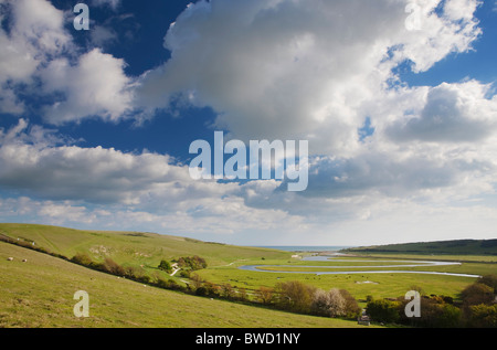 Mäander des Flusses Cuckmere; East Sussex; England; Great Britain Stockfoto