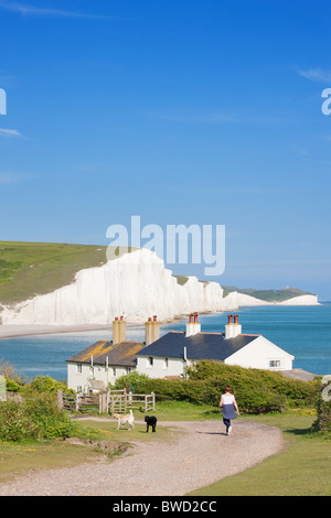 Coast Guard Hütten sieben Schwestern; East Sussex; England, Großbritannien Stockfoto