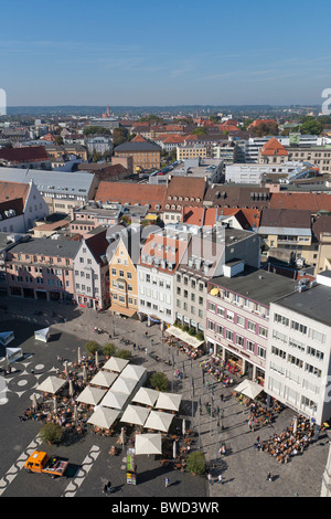 SKYLINE, BLICK VON PERLACH ÜBERRAGEN RATHAUSPLATZ ORT, AUGSBURG, BAYERN, DEUTSCHLAND Stockfoto