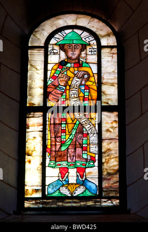 BERÜHMTE GLASSCHEIBE ZEIGT PREDICTOR DANIEL, AUGSBURGER DOM, UNSERER LIEBEN FRAU KIRCHE, AUGSBURG, BAYERN, DEUTSCHLAND Stockfoto