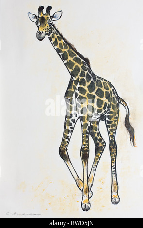 Giraffe, Pastellkreide auf Papier von Kurt Tessmann Stockfoto