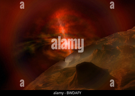 Black Pearl - Supernova leuchtet diese fremden Planeten. Stockfoto