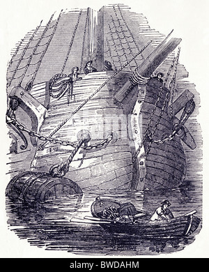 Viktorianische Gravur der "North Star" verwendet, um die verlorene arktischen Expedition von Sir John Franklin ca. 1849 suchen Stockfoto