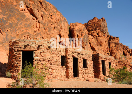 Historischen steinernen Hütten - Valley of Fire State Park Stockfoto