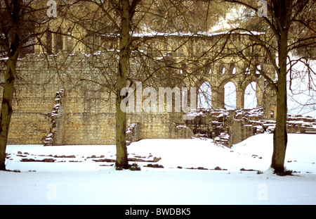 Ruinen von der Krankenstation von Rievaulx Abbey, Yorkshire, England Stockfoto