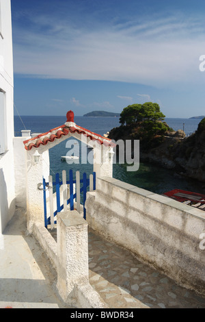 Ansicht von Skiathos Stadt, Skiathos, Griechenland Stockfoto