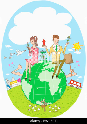 Illustration der Eco freundliche Wirtschaftswachstum Stockfoto