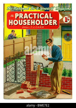 Abdecken der praktischen Householder Zeitschrift, Februar 1956, mit der Bau der vorderen Garten Wand Stockfoto