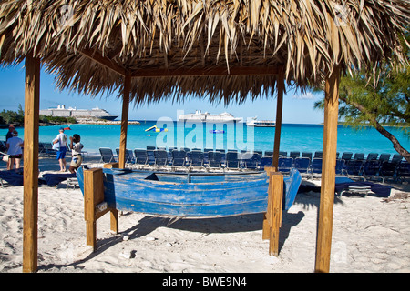 Die Insel der "Half Moon Cay" in der Karibik; Bahamas, ein Paradies für Kreuzfahrtschiff Reisen Stockfoto