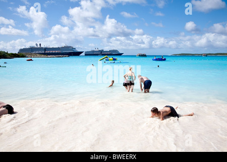 Die Karibik-Insel "Half Moon Cay" Bahamas; Caribbean; Naturpark-Denkmal und Sandstrände. Stockfoto