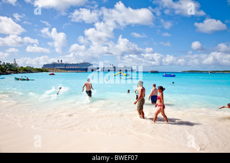 Die Karibik-Insel "Half Moon Cay" Bahamas; Caribbean; Naturpark-Denkmal und Sandstrände. Stockfoto