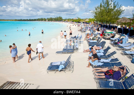 Die Karibik-Insel "Half Moon Cay" Bahamas; Caribbean; Naturpark-Denkmal und Sandstrände. Stockfoto