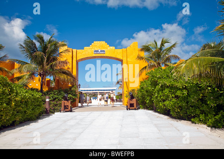 Die Karibik-Insel "Half Moon Cay" Bahamas; Caribbean; Naturpark-Denkmal und Sandstrände. Stockfoto