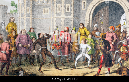 Flache spricht in Henry IV, Part Two, Akt III, Szene II, von William Shakespeare. Stockfoto