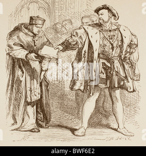 König Heinrich VIII. von William Shakespeare. König Heinrich mit Kardinal Wolsey. Stockfoto