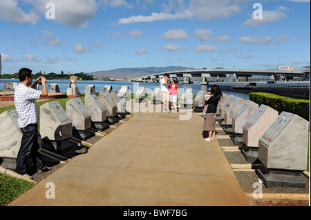 Denkmäler zu Ehren Seeleute und Schiffe gesunken während des zweiten Weltkriegs Pearl Harbor Pacific National Monument Hawaii Stockfoto