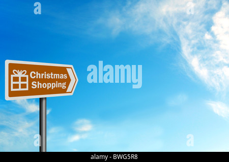 Foto-realistische metallic, reflektierende "Christmas shopping" Schild, mit Platz für Ihren Text / Redaktion overlay Stockfoto