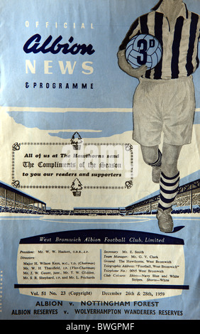 West Bromwich Albion Football Club Ltd V Nottingham Forest offizielle Fußball-Programm am 26. Dezember 1959 Stockfoto