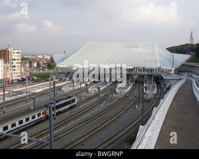 Außenansicht, Gare de Liège-Guillemins, Architekt Santiago Calatrava, Lüttich, Belgien, Europa Stockfoto