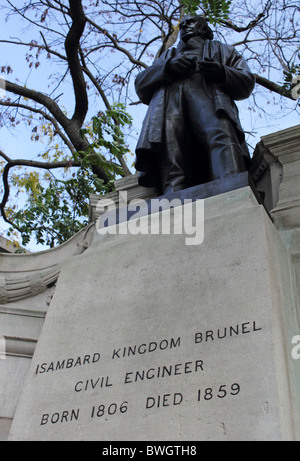 Statue von Ingenieur Isambard Kingdom Brunel (1806 – 1859), Tempel, London, England, UK Stockfoto